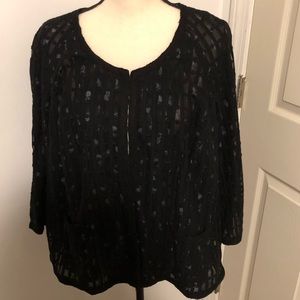 Jones New York black semi-sheer layered top 22W